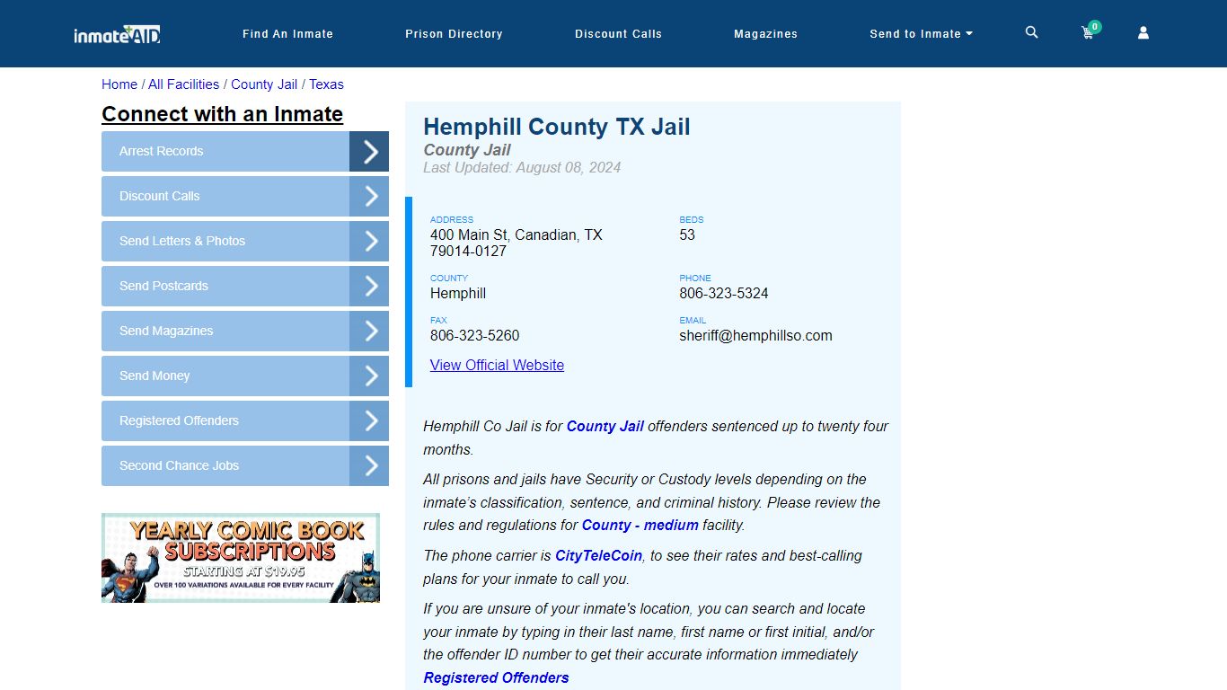 Hemphill County TX Jail - Inmate Locator