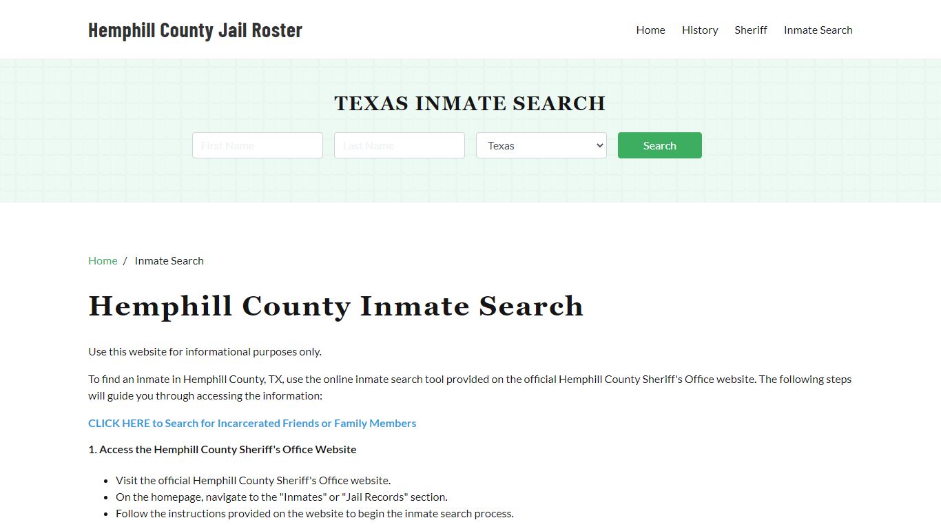 Hemphill County, TX Detainee Lookup