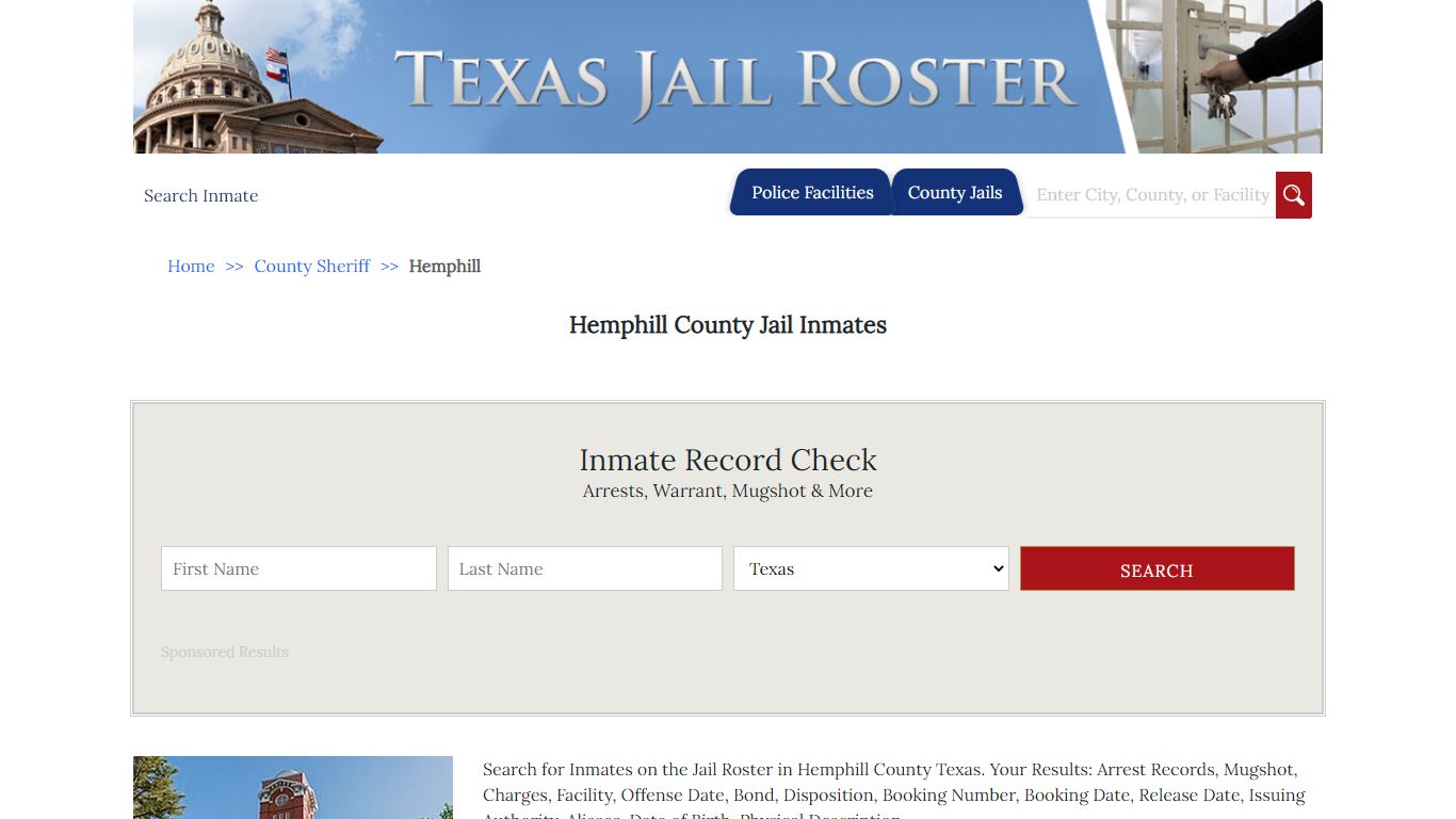 Hemphill County Jail Inmates - Jail Roster Search