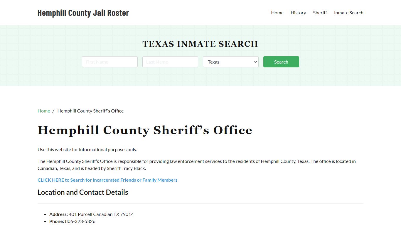 Hemphill County Sheriff Office, TX, Arrest Warrants Search