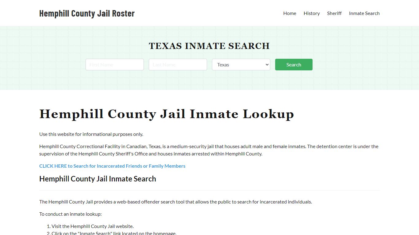 Hemphill County Jail Roster Lookup, TX, Inmate Search